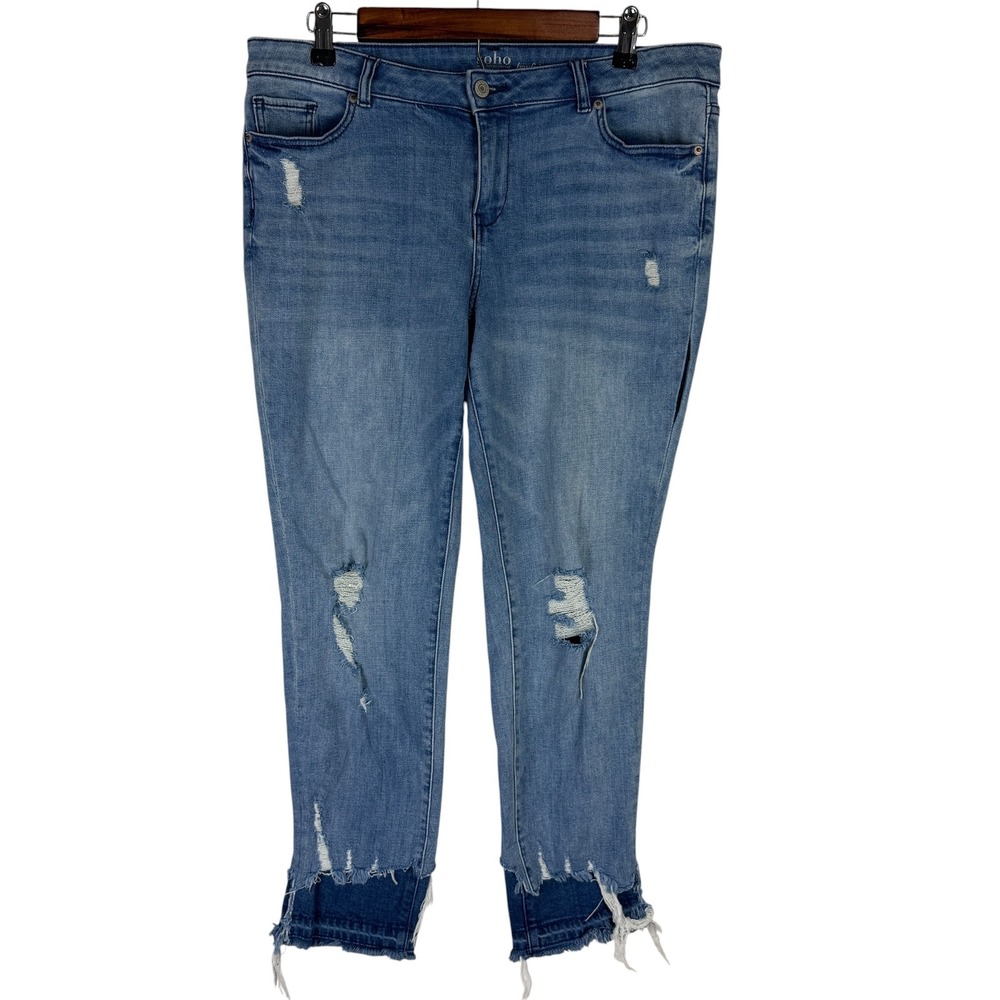 Soho Jeans New York & Company Women's 10 Boyfriend‎ Distressed Frayed Hem Jeans